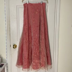 lori ann pink flowy skirt